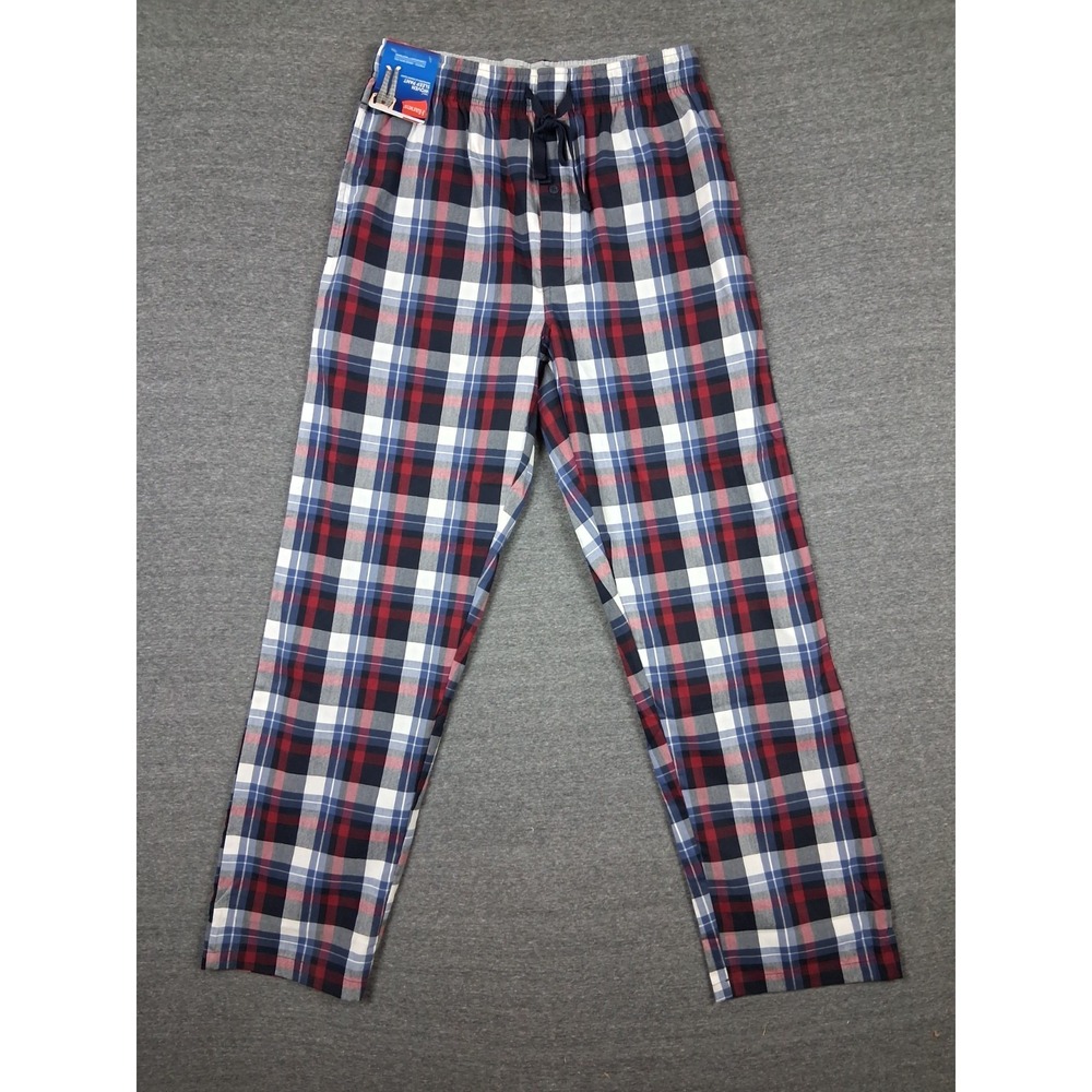 New Mens Pajama Pant Medium‎ Red Scotch Plaid Drawstring Sleep Pant Cotton Light